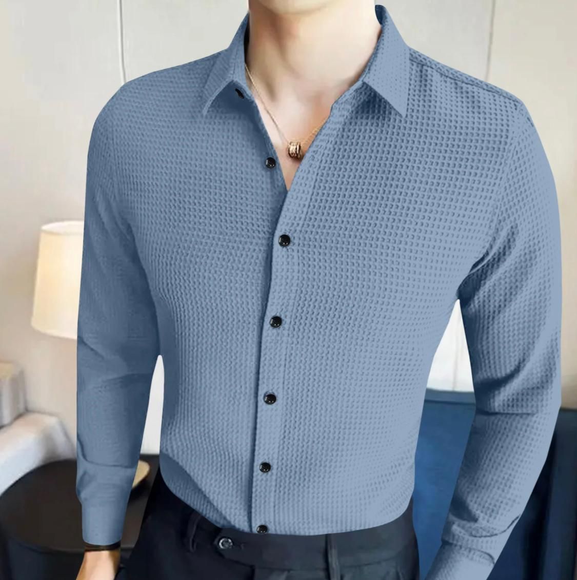 Business Waffle Designer Fashion Men’s Shirt – Premium Winter Casual Wear