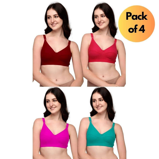 Full Coverage Non-Padded Bra for Women – Comfortable Everyday Wear (Pack of 4)