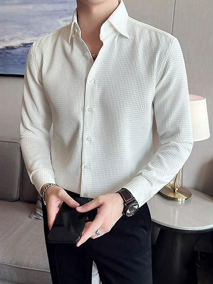Business Waffle Designer Fashion Men’s Shirt – Premium Winter Casual Wear