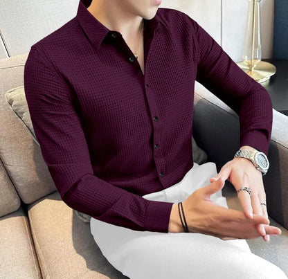 Business Waffle Designer Fashion Men’s Shirt – Premium Winter Casual Wear