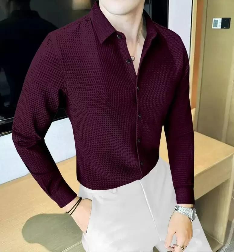 Business Waffle Designer Fashion Men’s Shirt – Premium Winter Casual Wear