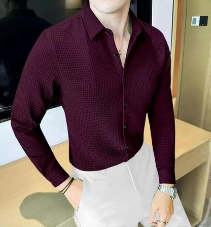 Business Waffle Designer Fashion Men’s Shirt – Premium Winter Casual Wear